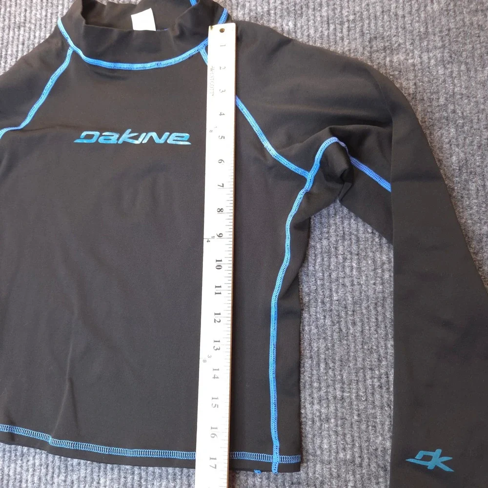 Dakine Rash Guard Youth Medium 8/10 Black Blue Thermal Fleece Long Sleeve Surf